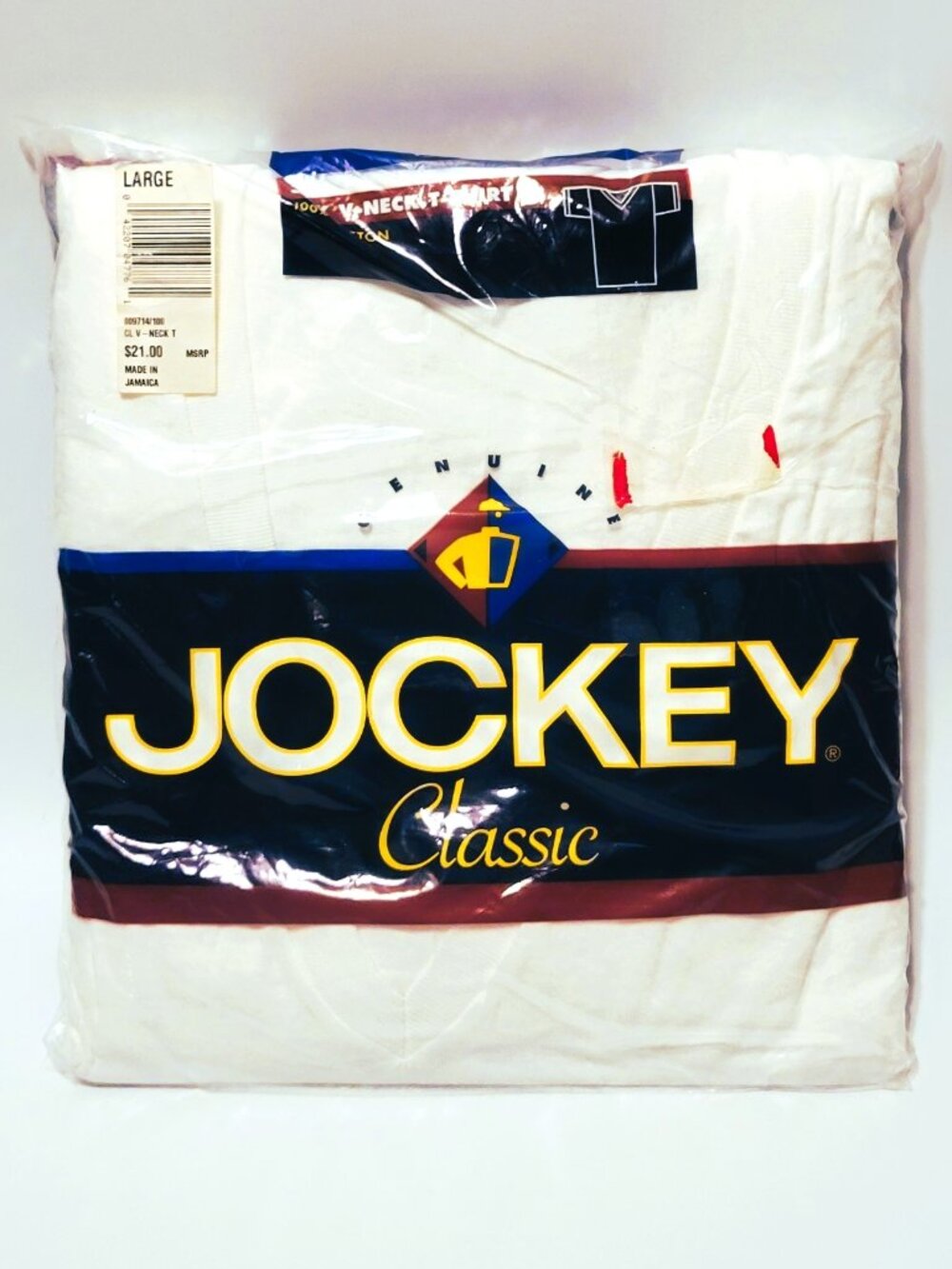 Jockey Classic V-Neck 3 Pk T-Shirts Mens Large 100% Cotton White 1998 Vintage